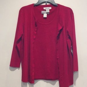Red Cardigan Set